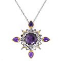 Michael Valitutti Silver/ Palladium/ 18k Vermeil Charoite/ Amethyst Necklace