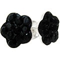 Sterling Silver Jet Black Crystal Flower Earrings