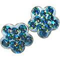 Sterling Silver Aqua AB Crystal Flower Earrings