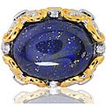 Michael Valitutti Sterling Silver/ Palladium/ 18k Vermeil Lapis Lazuli/ White Sapphire Ring