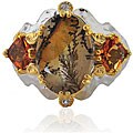 Michael Valitutti 18k Gold Vermeil/ Silver Dendritic Quartz/ Citrine/ Sapphire Ring