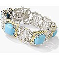 Michael Valitutti Silver/ Palladium/ 18k Vermeil Turquoise and Sapphire Bracelet