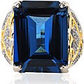 Michael Valitutti Silver/ Palladium/ 18k Vermeil Blue Topaz Ring