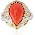 Michael Valitutti Silver/ Palladium/ 18k Vermeil Salmon Coral Ring
