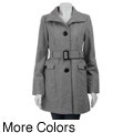 Steve Madden Women's Funnel Neck Belted Wool Blend Coat