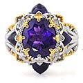 Michael Valitutti Silver/ Palladium/ 18k Vermeil Amethyst Ring