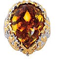 Michael Valitutti Silver/ Palladium/ 18k Vermeil Baltic Amber Ring