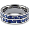Tungsten Carbide Double Blue Carbon Fiber Inlay Band (8 mm)