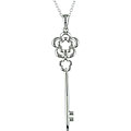 Sterling Silver Flower Motif Key Pendant