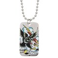 Ed Hardy Silvertone Eagle Dog Tag Necklace