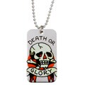 Ed Hardy Silvertone 'Death or Glory' Skull Dog Tag Necklace