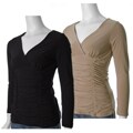 S Max by Adi Women's V-neck High Waist Shirred Top