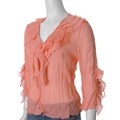 Piano Brand Women's Ruffle Neck Crinkled Blouse