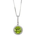 14k White Gold Peridot and 1/5ct TDW Diamond Necklace