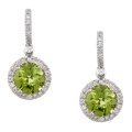 14k White Gold Peridot and 1/3ct TDW Diamond Earrings