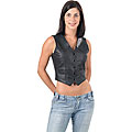 Women's Traditional Classic Black Leather Vest