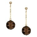 14k Yellow Gold Faceted Smokey Quartz Ball Earrings