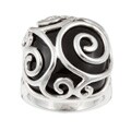 Sterling Silver Black Agate Swirl Filigree Ring