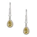 18k Gold 1 1/8ct TDW Yellow and White Diamond Earrings (H, SI-I2)