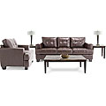 7 Piece Living Room Package: Leather Sofa and Leather Chair, Coffee Table, 2 End Tables and 2 Lamps