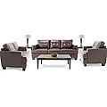 8 Piece Living Room Package: Leather Sofa, Leather Loveseat and Leather Chair, Coffee Table, 2 End Tables and 2 Lamps