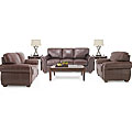 8 Piece Living Room Package: Leather Sofa, Leather Loveseat and Leather Chair, Coffee Table, 2 End Tables and 2 Lamps