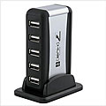 Black/ Silver USB 2.0 7-port Hub/ AC Adapter/ USB Cable Set
