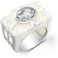 Sterling Silver White Resin Flare Ring