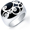 Black Resin and Silver Swirl Ring