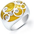 Yellow Resin and Silver Swirl Ring