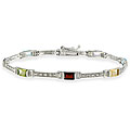 Sterling Silver Multi-gemstone and Diamond Accent Bracelet