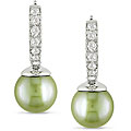 10k Gold FW Pistachio Pearl and 1/4ct TDW Diamond Earrings (8-8.5mm)