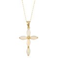 14k Yellow Gold Marquise Opal Cross Necklace