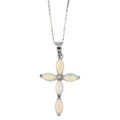 14k White Gold Marquise Opal Cross Necklace