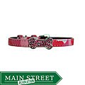 Beau Nouveau Hot Pink Canvas on Leather Slide Bone Bling Collar