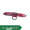 Patented Beau Nouveau Pink Canvas on Leather Bone Bling Collar