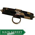 Patented Beau Nouveau Green Camo Canvas on Leather Skull Collar