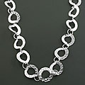 Sterling Silver Textured Open-link Necklace (Italy)