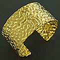 18k Gold over Sterling Silver Textured Cuff Bracelet (Italy)