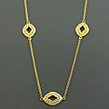 18k Yellow Gold over Sterling Silver CZ Necklace (Italy)