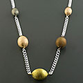 18k Gold over Sterling Silver Satin Bead Necklace (Italy)