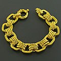 18k Gold over Sterling Silver Textured Square Link Bracelet (Italy)