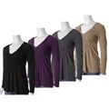 Adi Designs Women's Long-sleeve Smocked V-neck Top