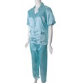 Happie Brand Women's 2-piece Turquoise/ Pink Satin Pajamas