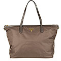 Prada Tessuto and Saffiano Brown Nylon Tote