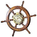Nautical Wood Ship Wheel Porthole Wall Clock
