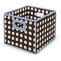 Brown Polka Dot with Blue Trim Folding Baskets (Pack of 3)
