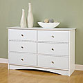 Montego 6-drawer White Wood Dresser