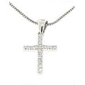 Sterling Silver 1/10ct TDW Diamond 'Stick Cross' Necklace