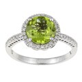14k White Gold Peridot and 1/5ct TDW Diamond Ring